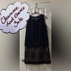 AB Studio Women’s Size Large Black and Tan Midi Dress